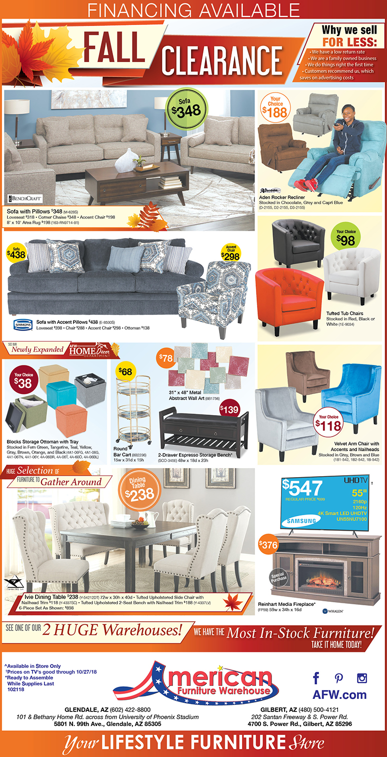 Fall Clearance Event Savings Arizona Furniture Ad | Lowest Prices on Furniture