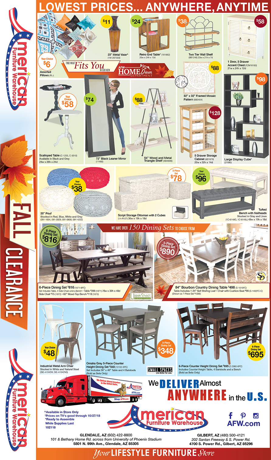 Fall Clearance Event Savings Arizona’s Living Room Furniture Newspaper Ad | Lowest Prices on Furniture