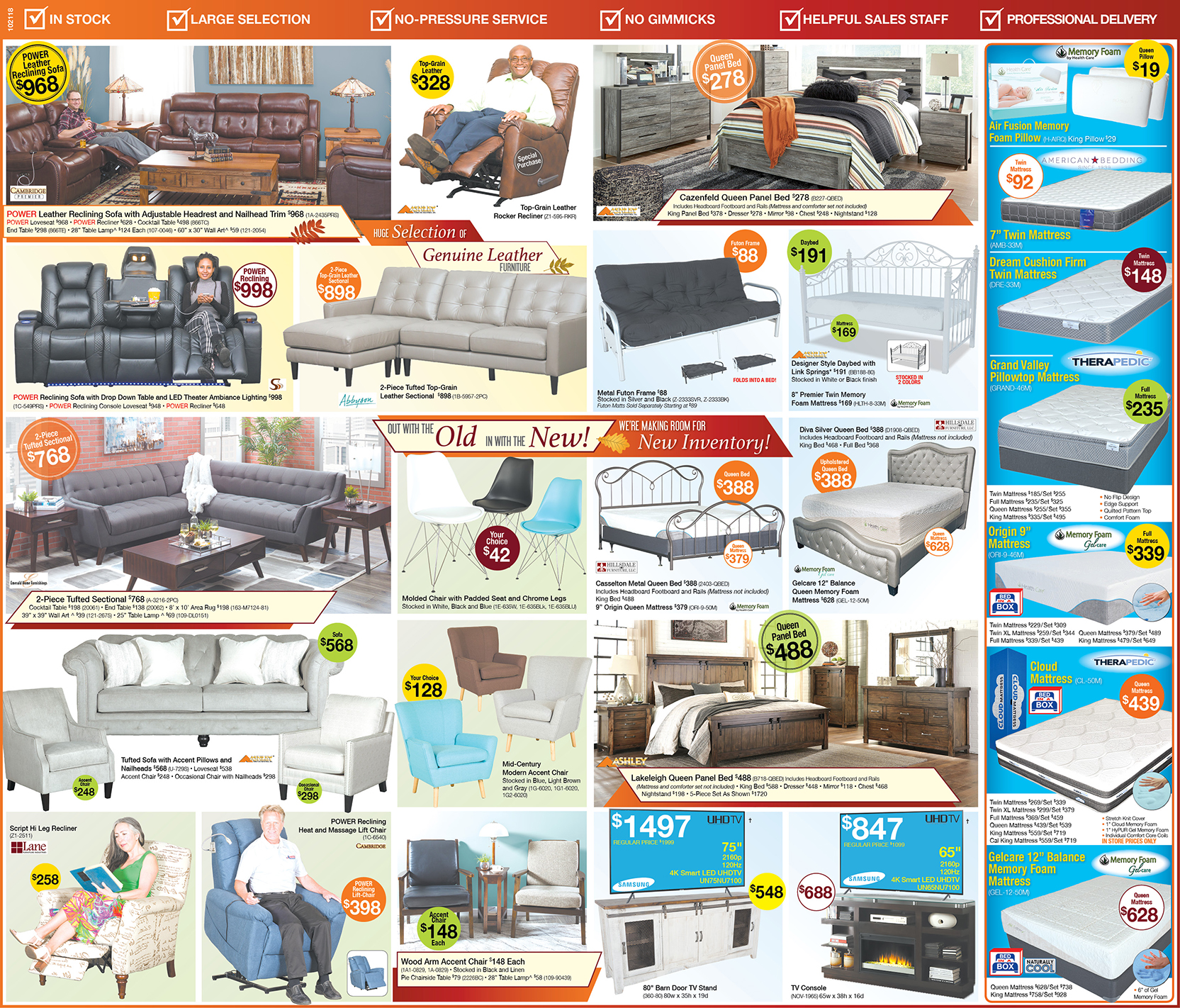 Fall Clearance Event Savings Ad for Sleeper Sofas, Beds, Patio Furniture & More | Best Prices on living room furniture