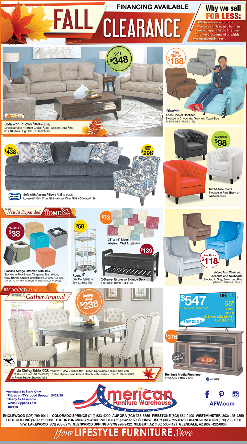Fall Clearance Event savings Colorado furniture ad | Best prices anywhere