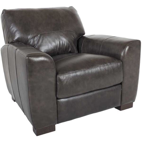 Dark Grey Italian All Leather Chair, Softline Leather Sofa