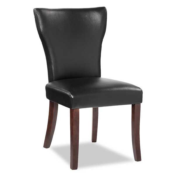 Wing Parsons Chair Black Bonded Leather, Leather Parsons Chair