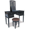 Picture of Black 3 Piece Vanity Set with Mirror and Stool
