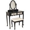 Picture of 3 Piece Black Vanity Set with Mirror and Bench