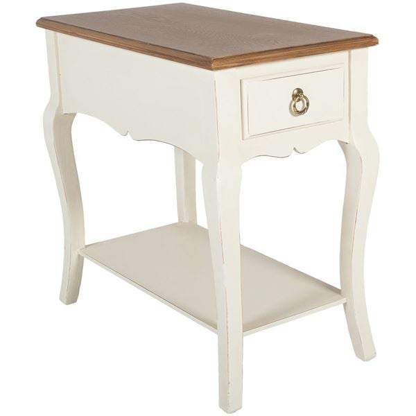 Antique White Side Table V15 B393, Antique White Side Table With Drawer