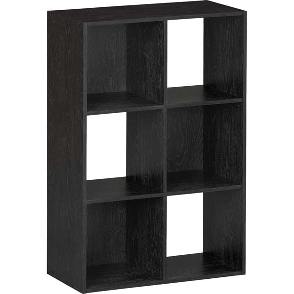 Systembuild Black Six Cube Storage, Black Bookcase With Storage Bins
