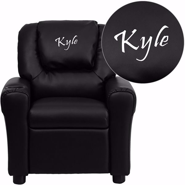 Personalized Black Leather Kids, Kids Leather Recliner