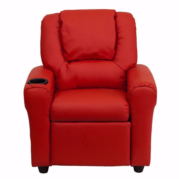 Contemporary Red Vinyl Kids Recliner D, Contemporary Red Leather Recliner Chair