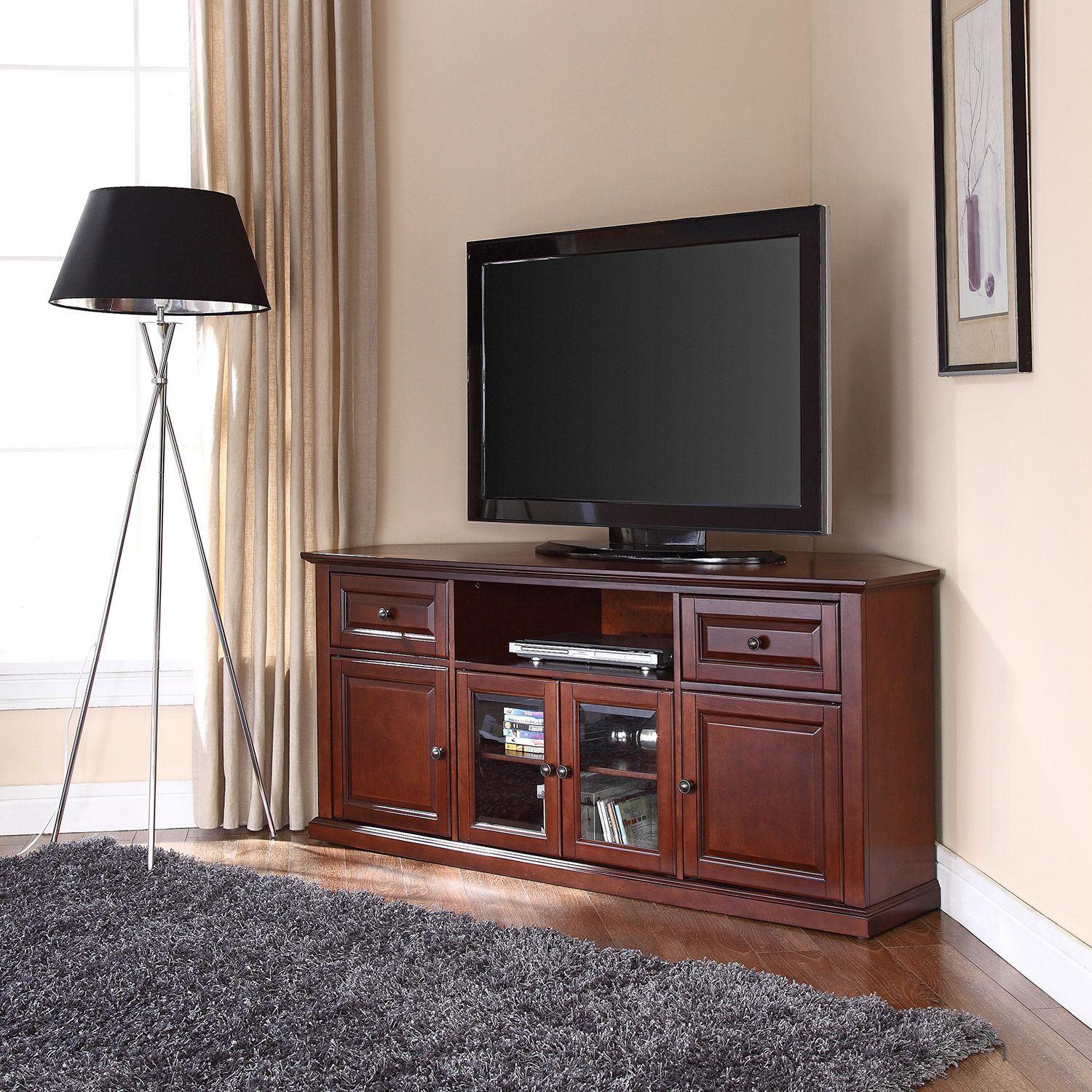60in Corner Tv Stand Mahogany D Cf1000260 Ma Crosley Furniture