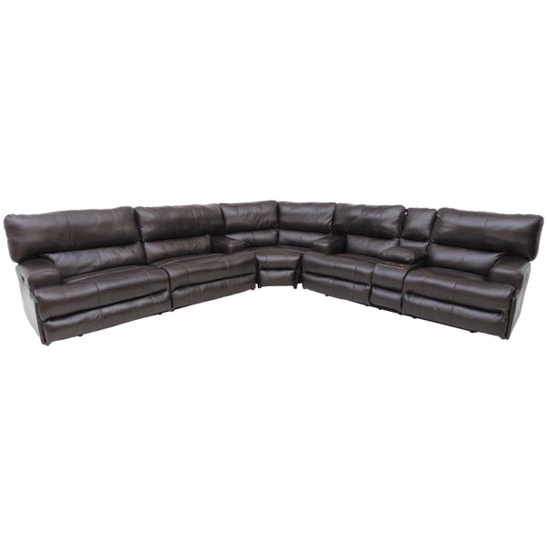 Picture of Chocolate Italian Leather 3PC Recline Sectional