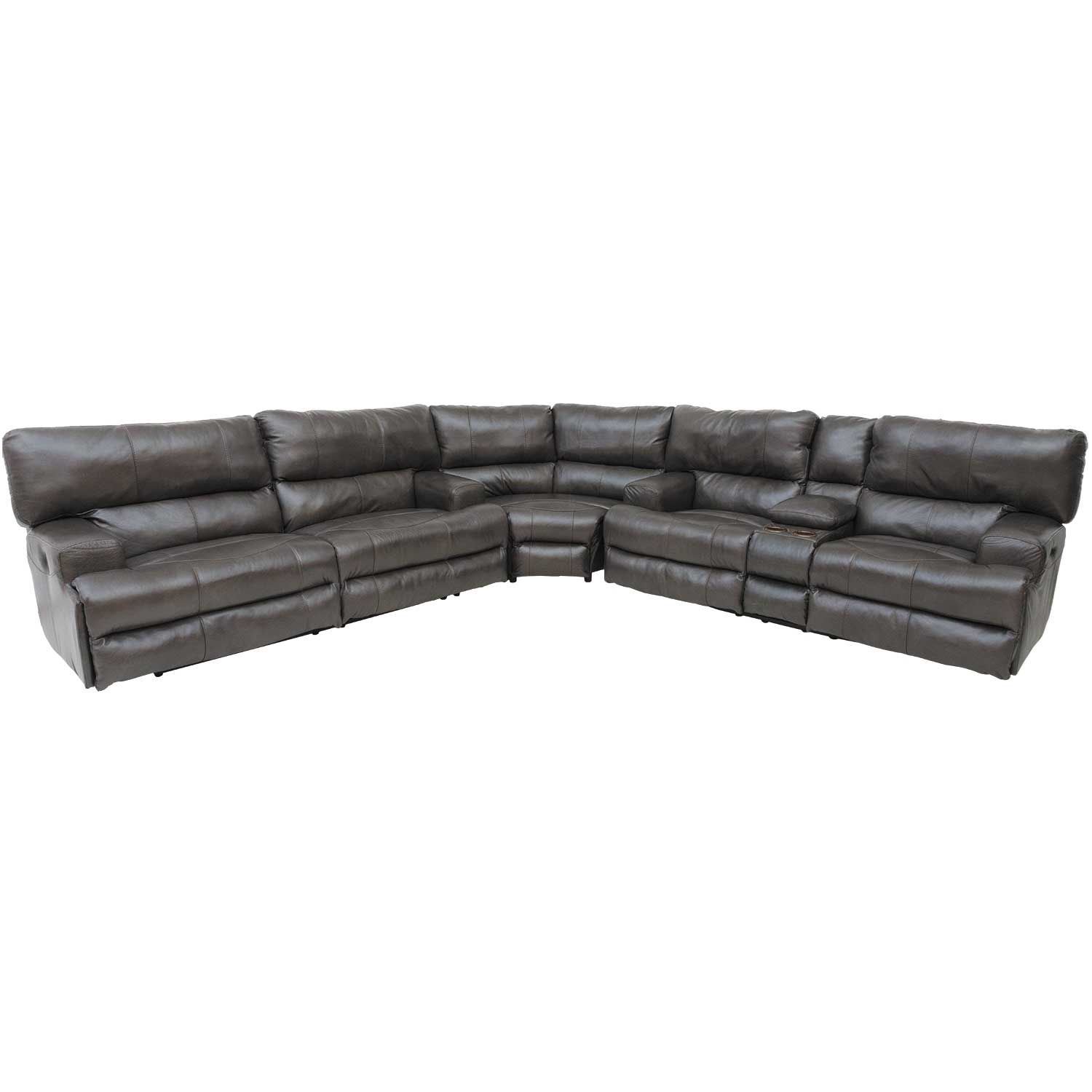 Steel Italian Leather 3pc Recline Sectional 4581 4588 4589