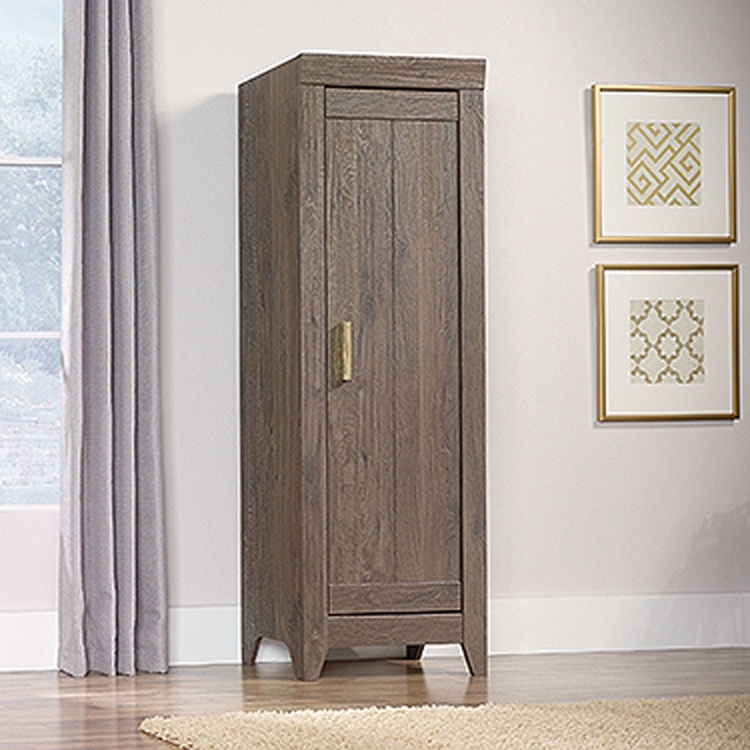 Sauder Adept Engineered Wood Narrow Storage Cabinet, 3 Adjustable Shelves,  Craftsman Oak