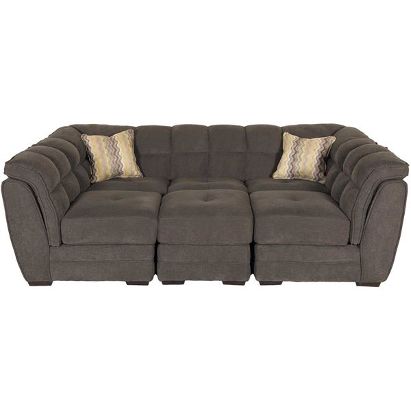 Clio Gray 4 Piece Pit Sectional 1a, Leather Pit Sectional