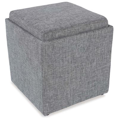 Picture of Gray Storage Ottoman with Tray