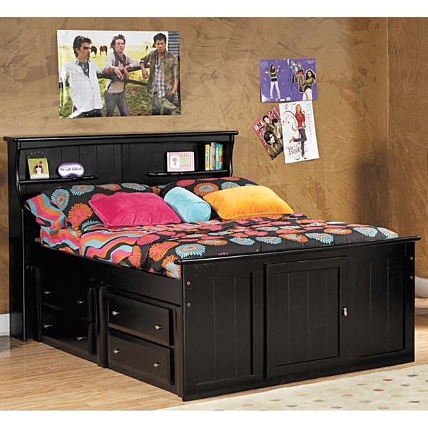 Laa Full Bookcase Bed With Underbed, Full Bookcase Bed With Storage