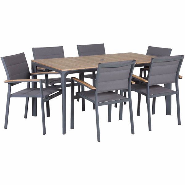 Carbon Oak 7 Piece Patio Dining Set Z, Oak Patio Table And Chairs