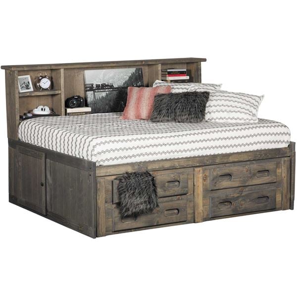 Cheyenne Driftwood Twin Roomsaver, Solid Wood Captain’s Bed Twin
