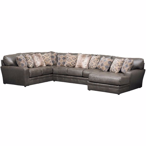 Denali 3 Piece Italian Leather, Grey Leather Sectionals With Chaise