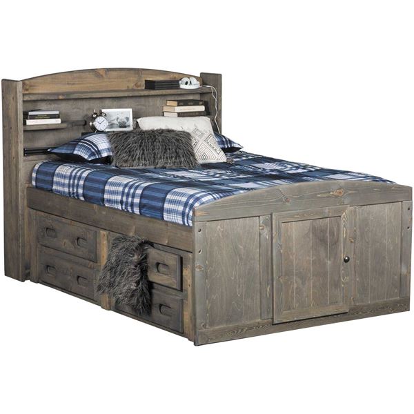 Cheyenne Driftwood Full Captain S Bed, Solid Wood Captain’s Bed Twin