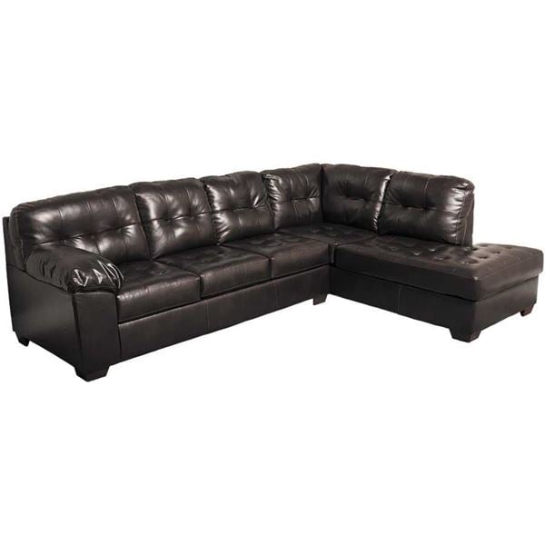 Alliston Chocolate 2pc Sectional W Raf, Ashley Furniture Alliston Leather Queen Sleeper Sofa In Gray