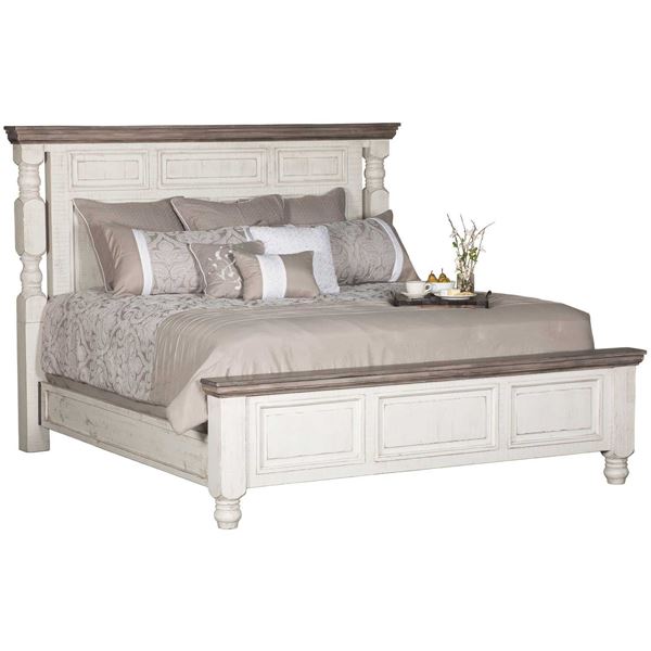 Stone Collection King Bed By Ifd, White Distressed King Size Bed