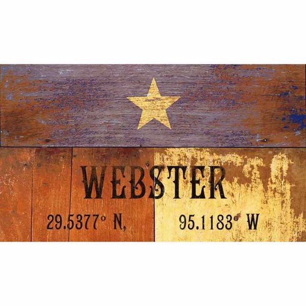 Picture of Texas Lat/Long Webster Wood Sign