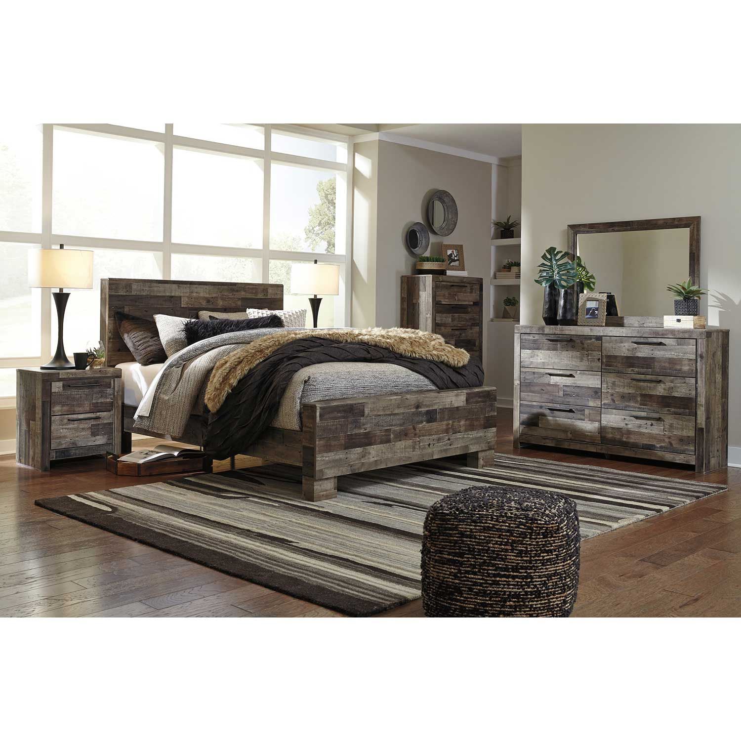 derekson multi grey five piece bedroom set - ashley furniture