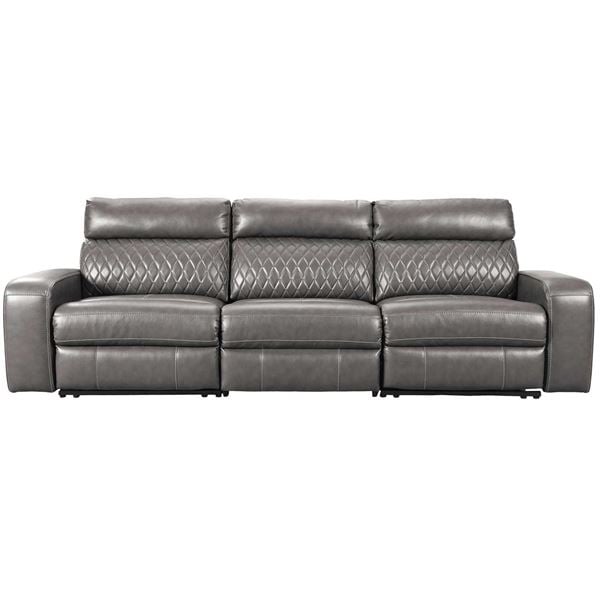 Samperstone Power Reclining Sofa, White Leather Sectional Sofa Ashley Furniture