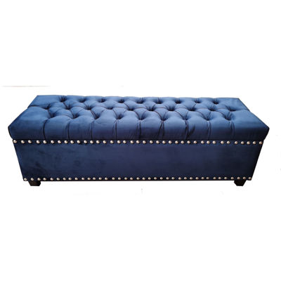 Picture of Navy Tufted Bench With Storage