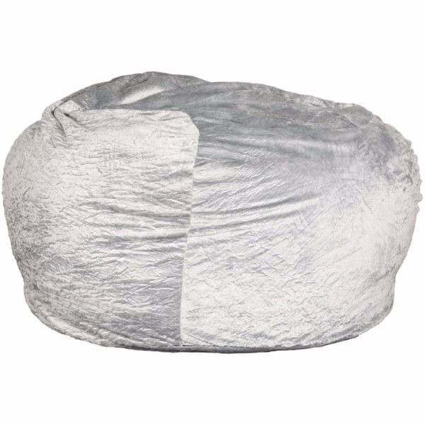 Steel Gray Faux Fur Memory Foam Lounge Bag, 1B-BAG-FUR