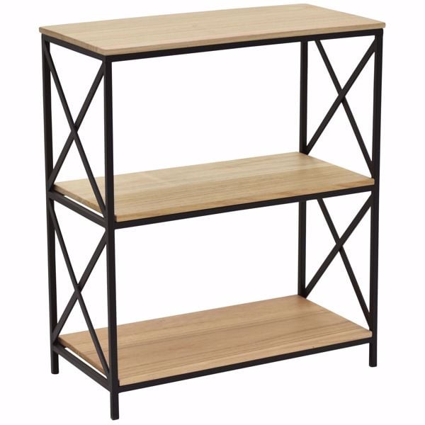 3 Shelf Wood Metal Book Afw Com, Metal Wood Bookcase Shelves