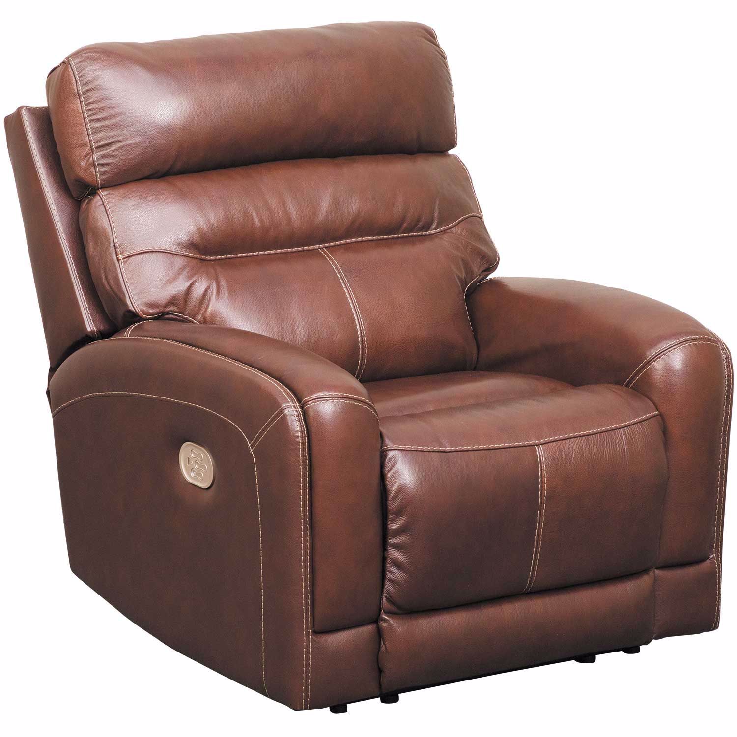 Sessom Leather Power Recliner With Adjustable Headrest And Lumbar