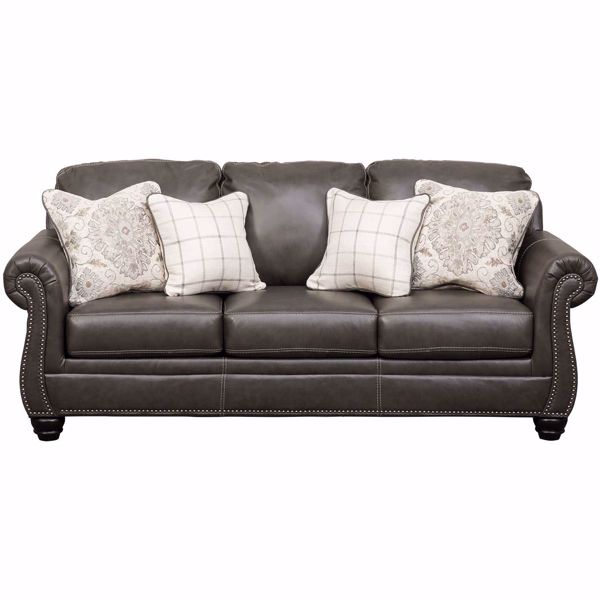 Lawthorn Slate Italian Leather Sofa, Ashley Furniture Black Leather Couch