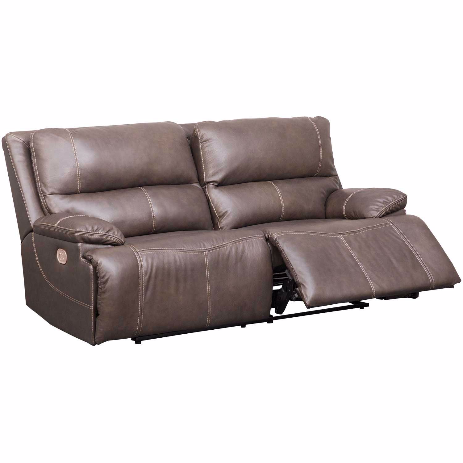 Ricmen Walnut Italian Leather Power Reclining Sofa with