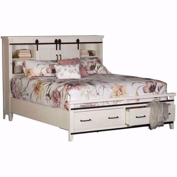 Dakota King Bookcase Storage Bed 2621, Tall Queen Bed Frame With Drawers