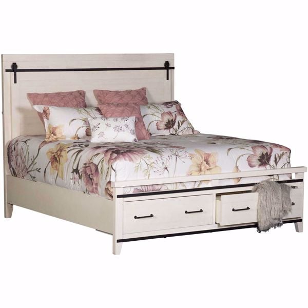 Dakota King Storage Panel Bed Afw Com, Distressed White Metal Bed Frame