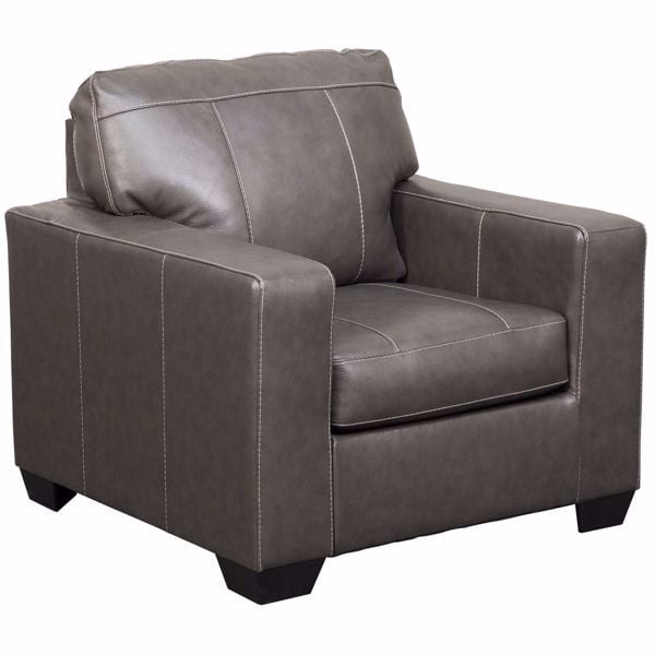 Morelos Gray Italian Leather Chair, Gray Leather Club Chair