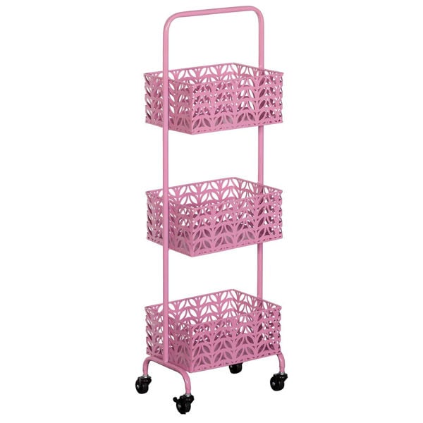 Pink Three Tier Metal Basket Cart | 6B0853K-P | | AFW.com
