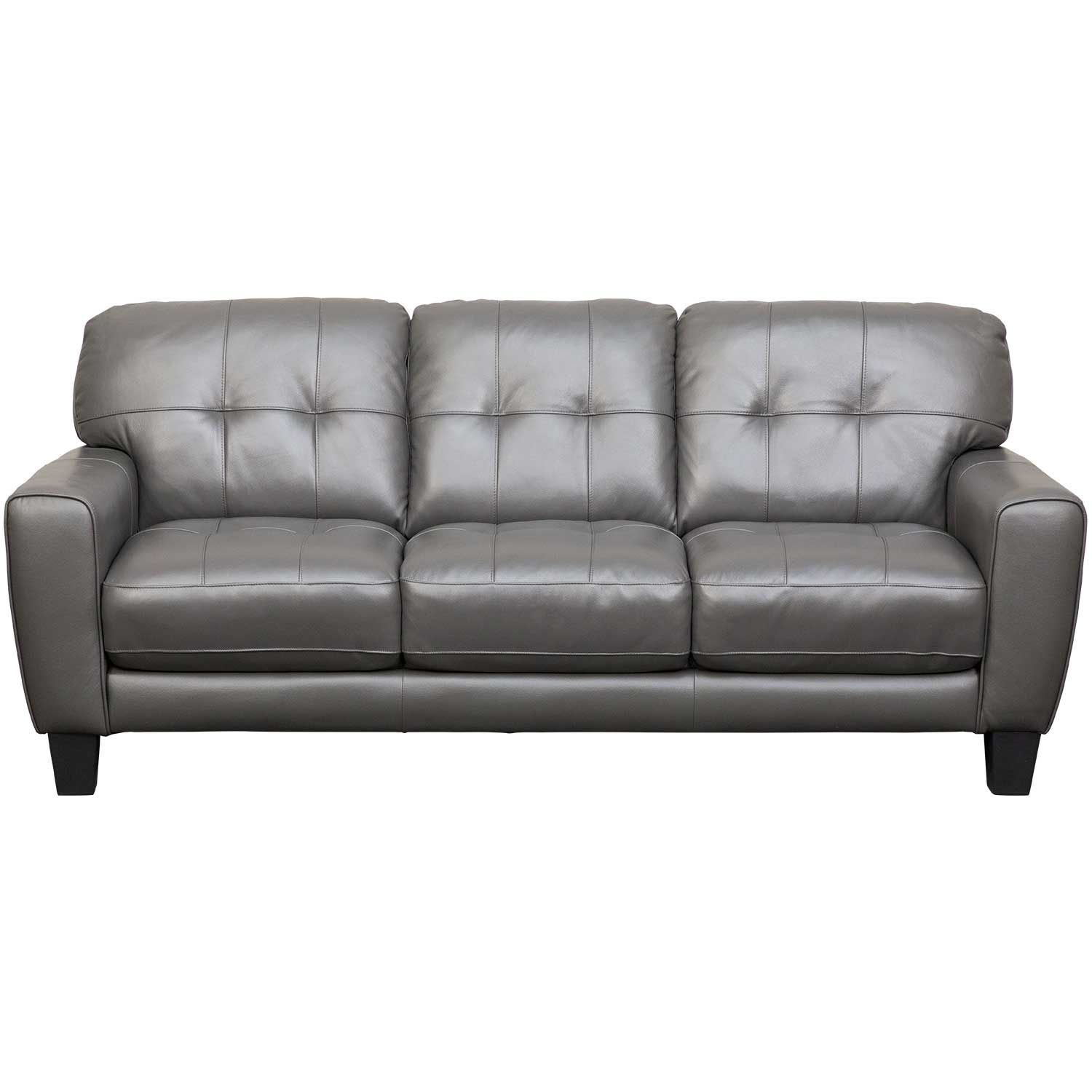 Aria Gray Leather Sofa 1h 7095s Afw Com
