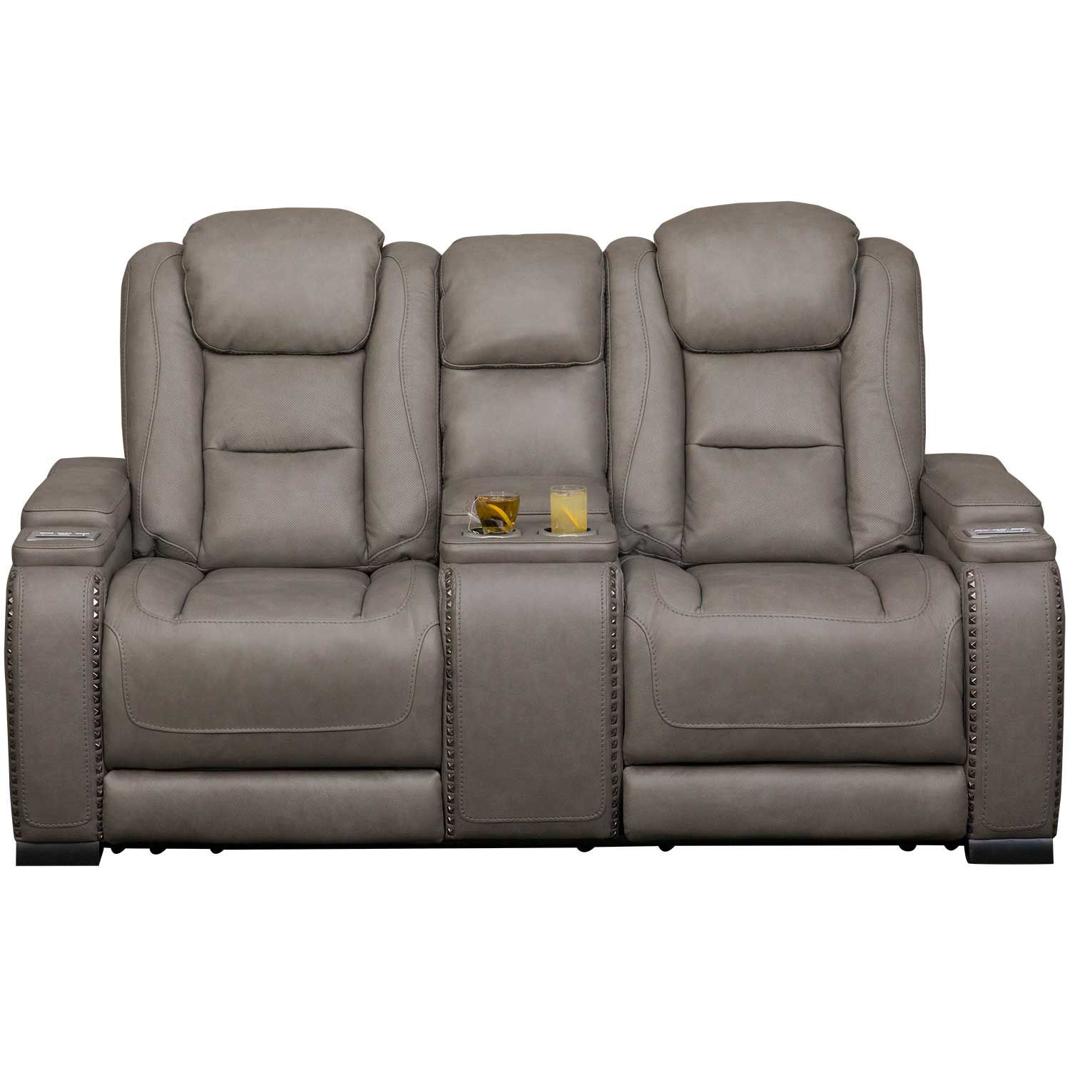Furniture of America Ffion CM6219BR-LV Casual Power Console Loveseat with  USB Port and Cup Holders, Dream Home Interiors