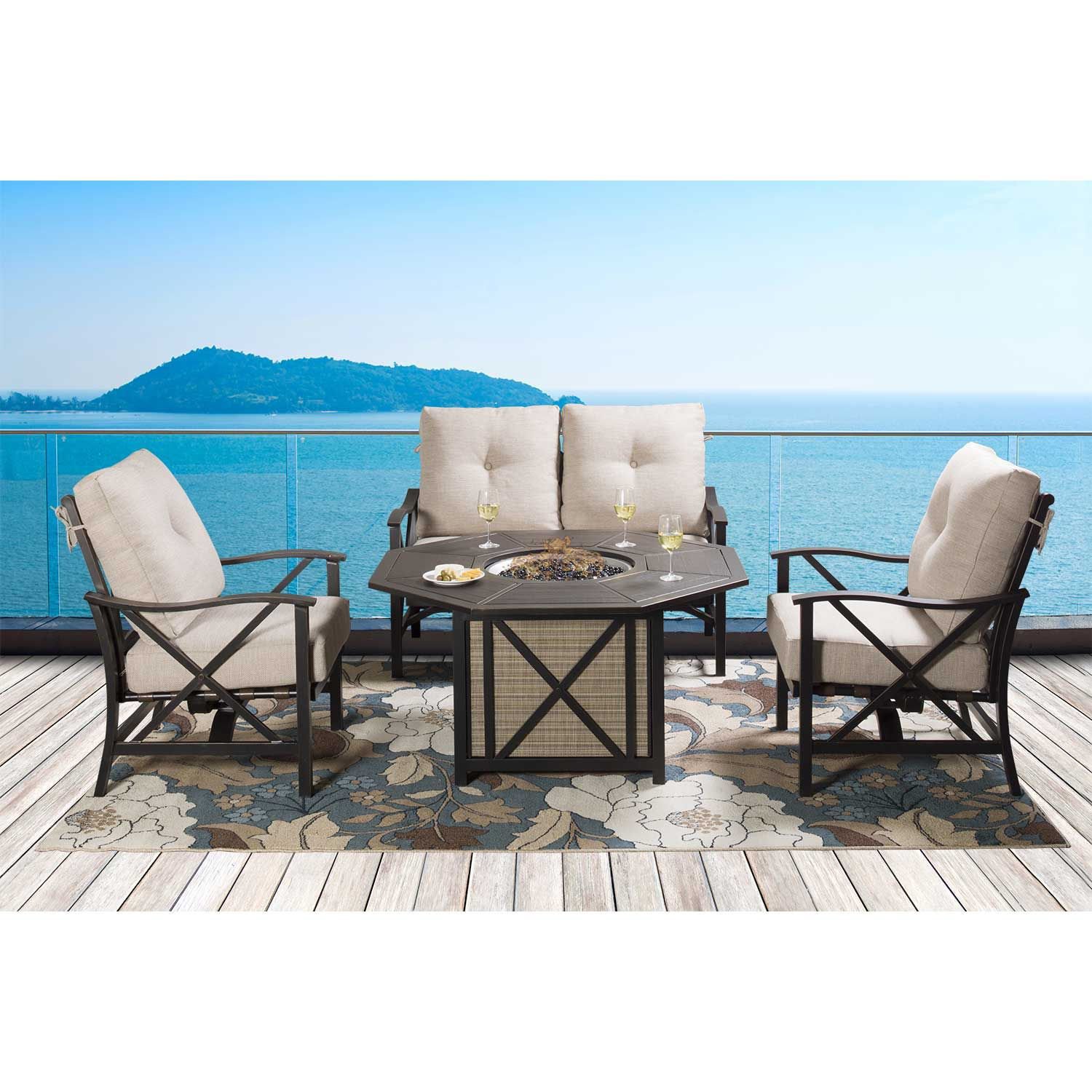 Denison 4 Piece Outdoor Patio Set | DEN-FPIT DENIS-CHR DENIS-LVST