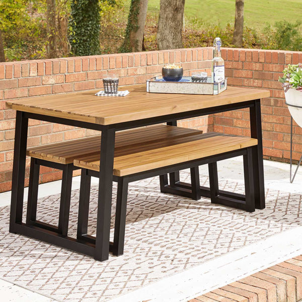 Town Wood Outdoor Dining Table Set, Outdoor Dining Room Table Sets