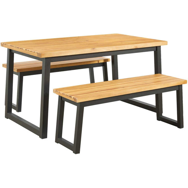 Town Wood Outdoor Dining Table Set, Wooden Outdoor Furniture Sets