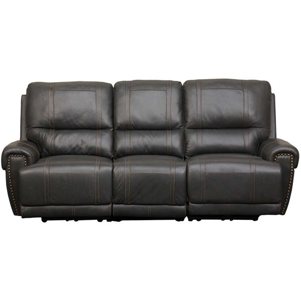 Drew Gray Leather Power Reclining Sofa, Leather Power Recliner Sofa Gray