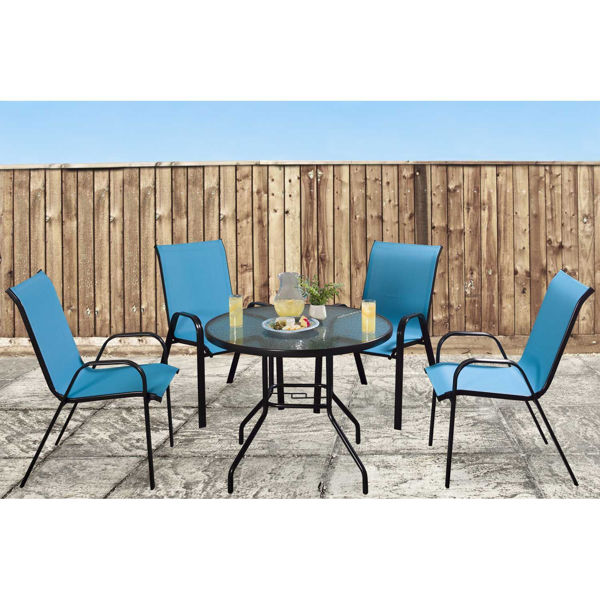 Picture of Beverly 5 Piece Set Square Table Blue Chairs