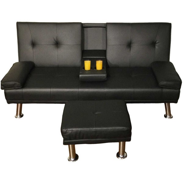 Picture of Black Click Clack Sofa with Ottoman