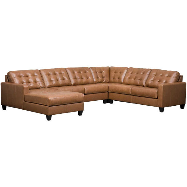 4pc Italian Leather Sectional With Laf, Big Leather Sectional With Chaise
