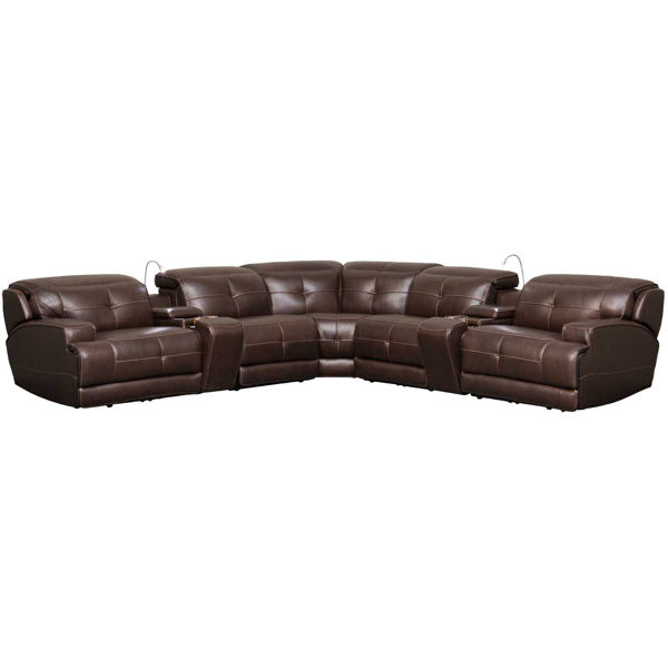 Milo Leather 7pc P2 Reclining Sectional, Manwah Leather Sectional Sofa