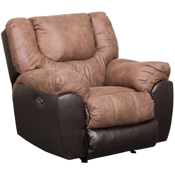 Bandera Two Tone Mocha Power Recliner, Oversized Leather Recliner For Two