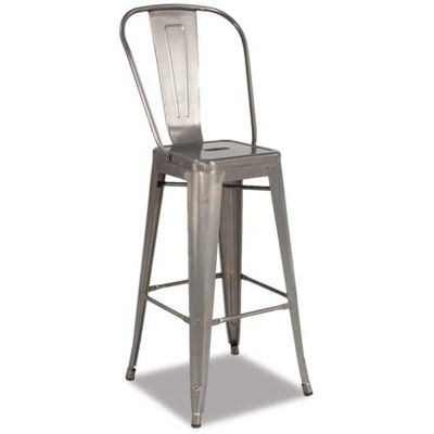 Picture of Silver 30" Metal Barstool With Back